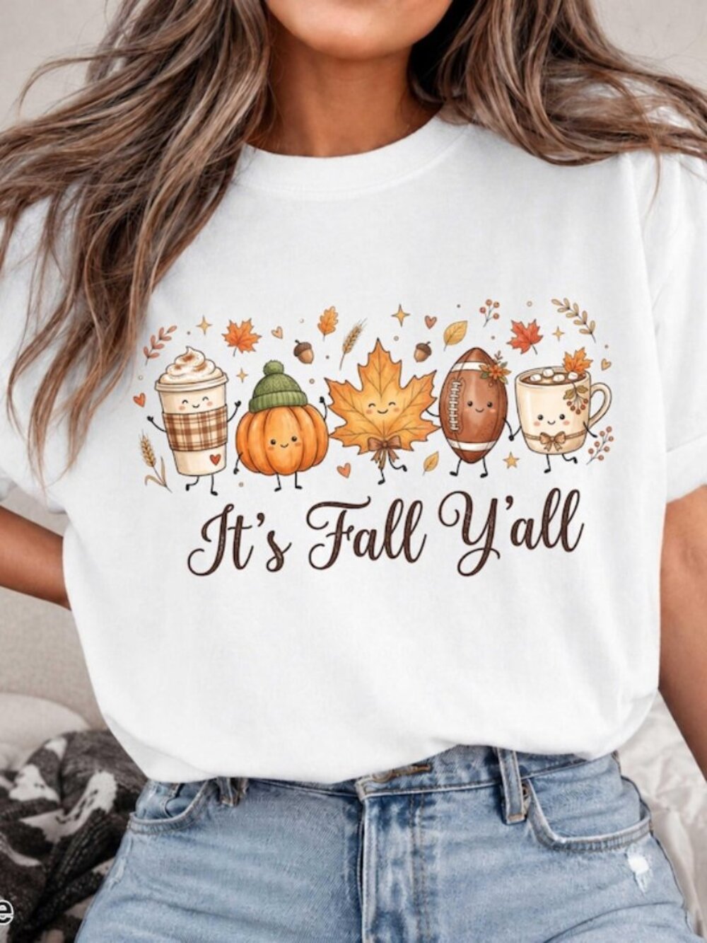 It's Fall Y'all Shirt, Autumn Vibes Tshirt, Pumpkin Coffee Graphic Tee